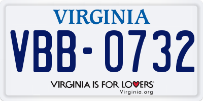 VA license plate VBB0732