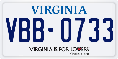 VA license plate VBB0733
