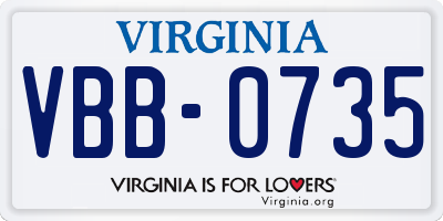 VA license plate VBB0735