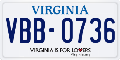 VA license plate VBB0736