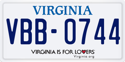 VA license plate VBB0744