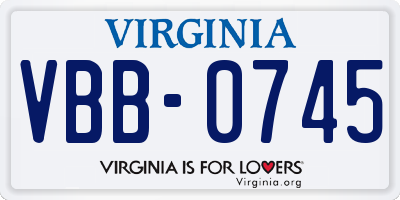 VA license plate VBB0745