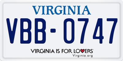 VA license plate VBB0747