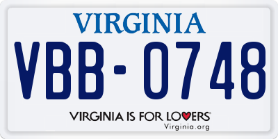 VA license plate VBB0748