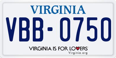 VA license plate VBB0750