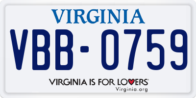 VA license plate VBB0759