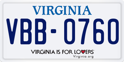 VA license plate VBB0760