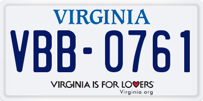 VA license plate VBB0761