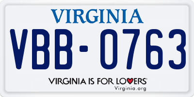 VA license plate VBB0763