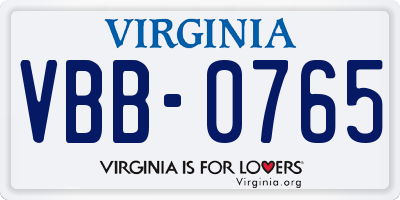VA license plate VBB0765