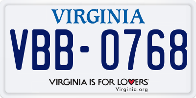 VA license plate VBB0768