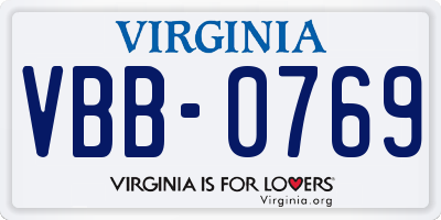 VA license plate VBB0769