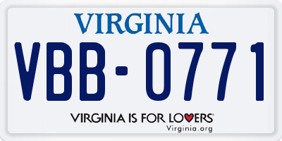 VA license plate VBB0771