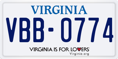 VA license plate VBB0774