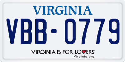 VA license plate VBB0779
