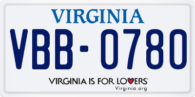 VA license plate VBB0780