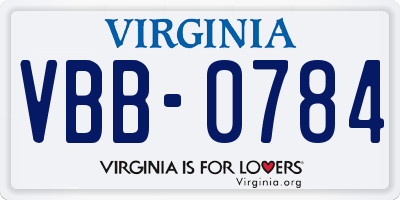 VA license plate VBB0784