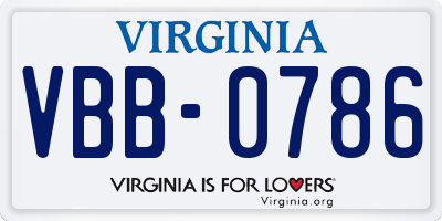 VA license plate VBB0786