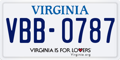 VA license plate VBB0787