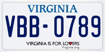 VA license plate VBB0789