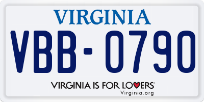 VA license plate VBB0790