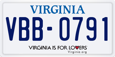 VA license plate VBB0791