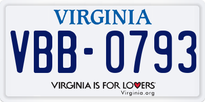 VA license plate VBB0793