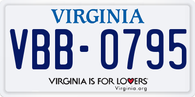 VA license plate VBB0795
