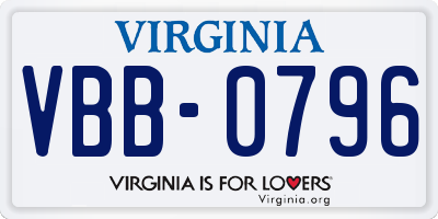 VA license plate VBB0796
