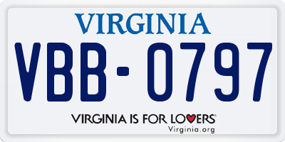 VA license plate VBB0797
