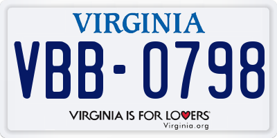 VA license plate VBB0798