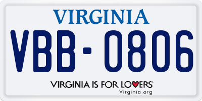 VA license plate VBB0806