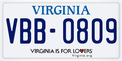 VA license plate VBB0809