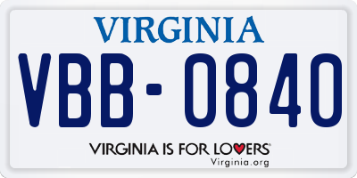 VA license plate VBB0840
