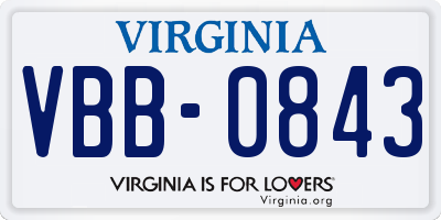 VA license plate VBB0843