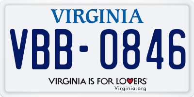 VA license plate VBB0846