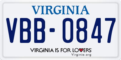 VA license plate VBB0847