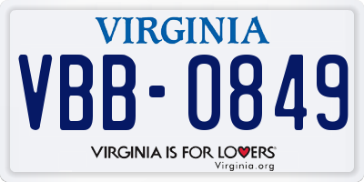 VA license plate VBB0849