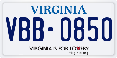 VA license plate VBB0850