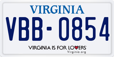 VA license plate VBB0854