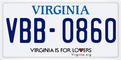 VA license plate VBB0860