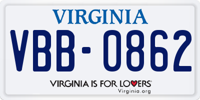 VA license plate VBB0862