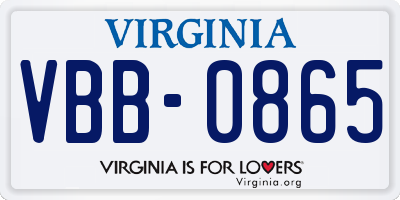 VA license plate VBB0865