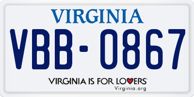VA license plate VBB0867