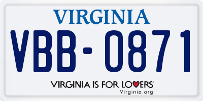 VA license plate VBB0871