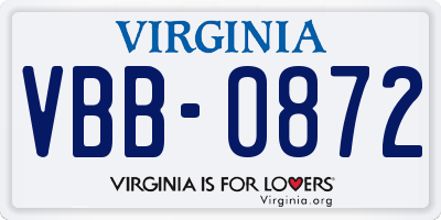 VA license plate VBB0872