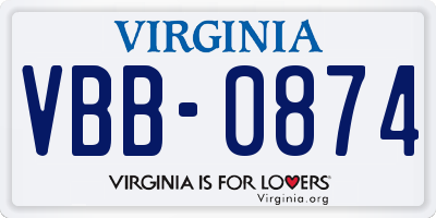 VA license plate VBB0874