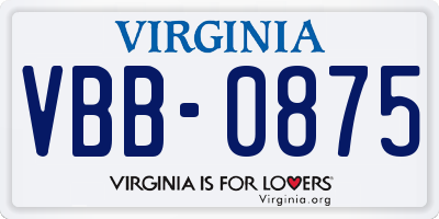VA license plate VBB0875