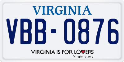VA license plate VBB0876