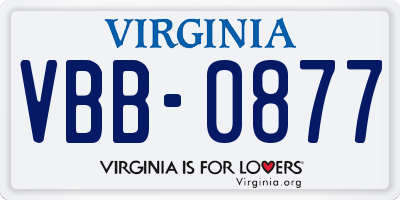 VA license plate VBB0877